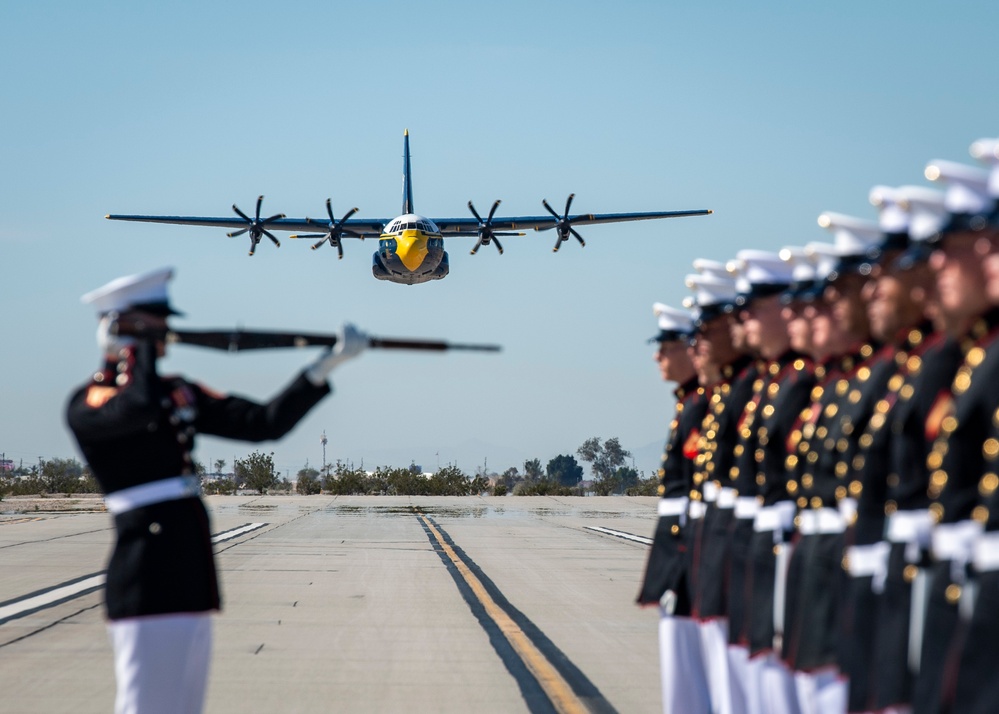 Fat Albert Flies Over Silent Drill Platoon