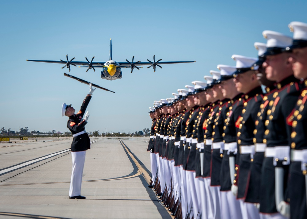 Fat Albert Flies Over Silent Drill Platoon