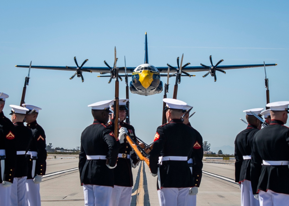 Fat Albert Flies Over Silent Drill Platoon