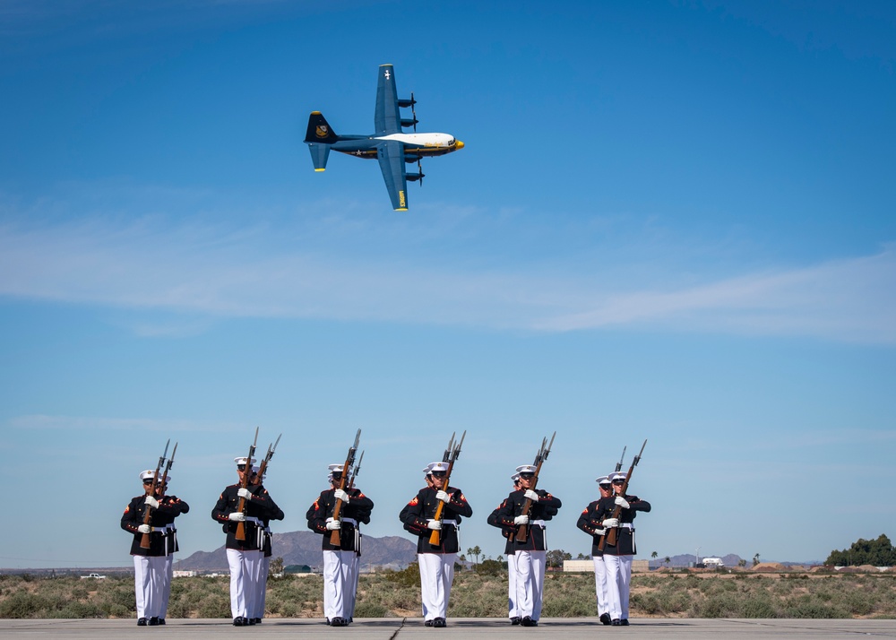 Fat Albert Flies Over Silent Drill Platoon