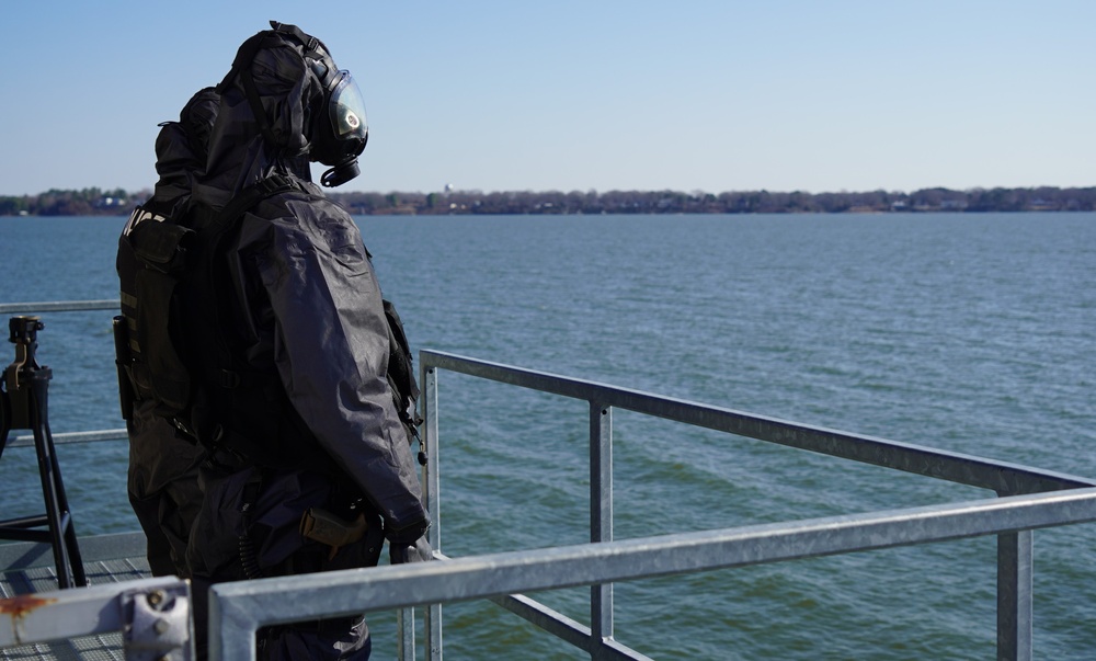 NWS Yorktown Sailor dons personal protective equipment during exercise Citadel Shield-Solid Curtain 2024