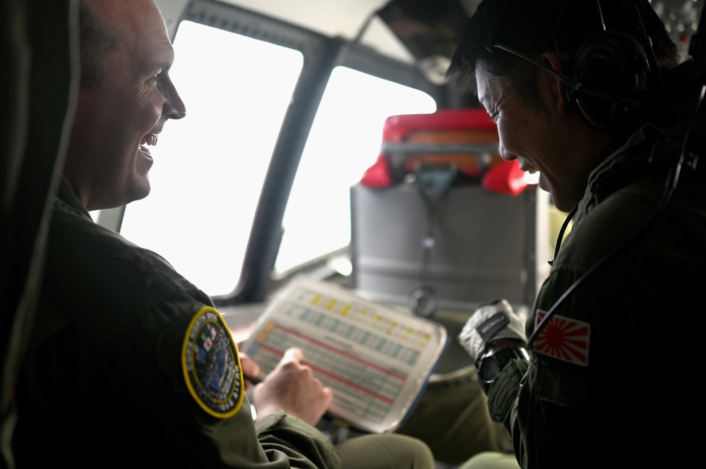 U.S. and Japan Maritime Self-Defense Force conduct Cope North 24 training aboard a US-2 Flying Boat aircraft