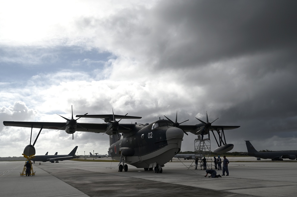 U.S. and Japan Maritime Self-Defense Force conduct Cope North 24 training aboard a US-2 Flying Boat aircraft