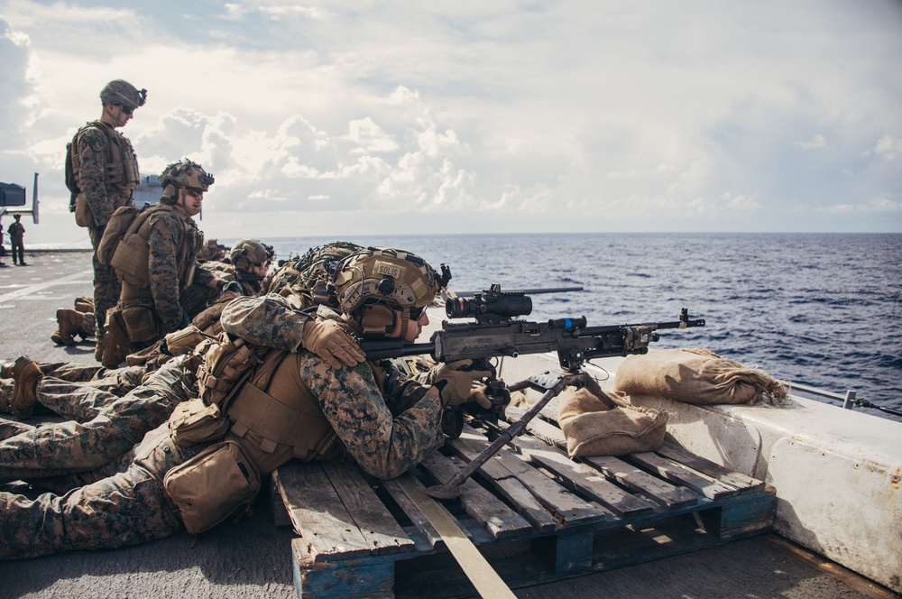 26th MEU(SOC) conducts a Machine Gun Live-Fire Deck Shoot in the Mediterranean Sea