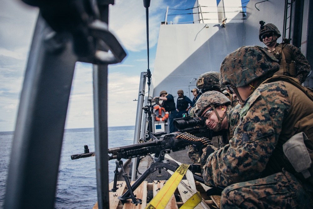 26th MEU(SOC) conducts a Machine Gun Live-Fire Deck Shoot in the Mediterranean Sea