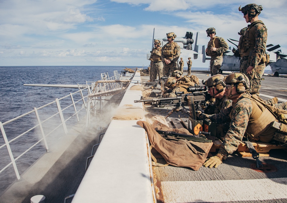 26th MEU(SOC) conducts a Machine Gun Live-Fire Deck Shoot in the Mediterranean Sea