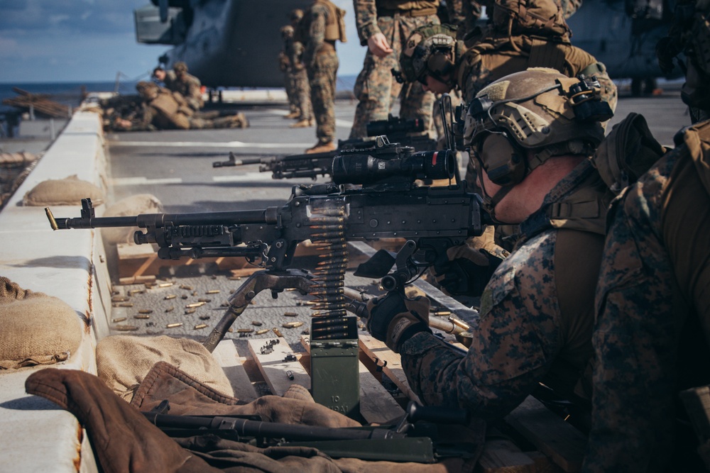 26th MEU(SOC) conducts a Machine Gun Live-Fire Deck Shoot in the Mediterranean Sea