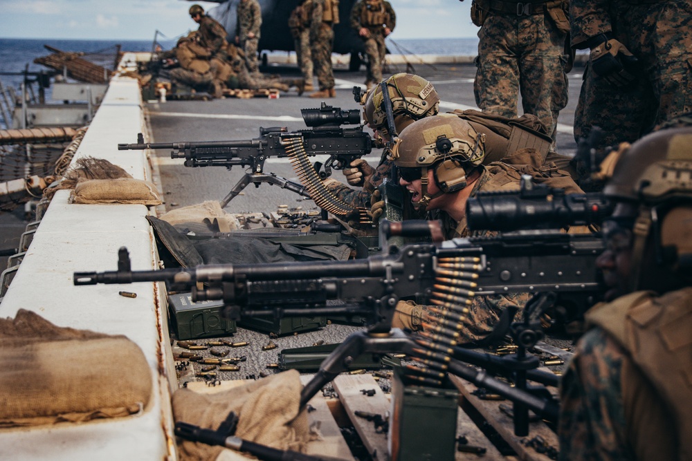 26th MEU(SOC) conducts a Machine Gun Live-Fire Deck Shoot in the Mediterranean Sea