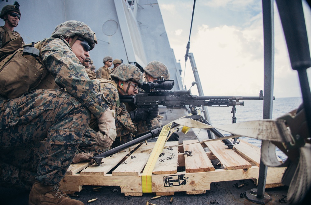 26th MEU(SOC) conducts a Machine Gun Live-Fire Deck Shoot in the Mediterranean Sea