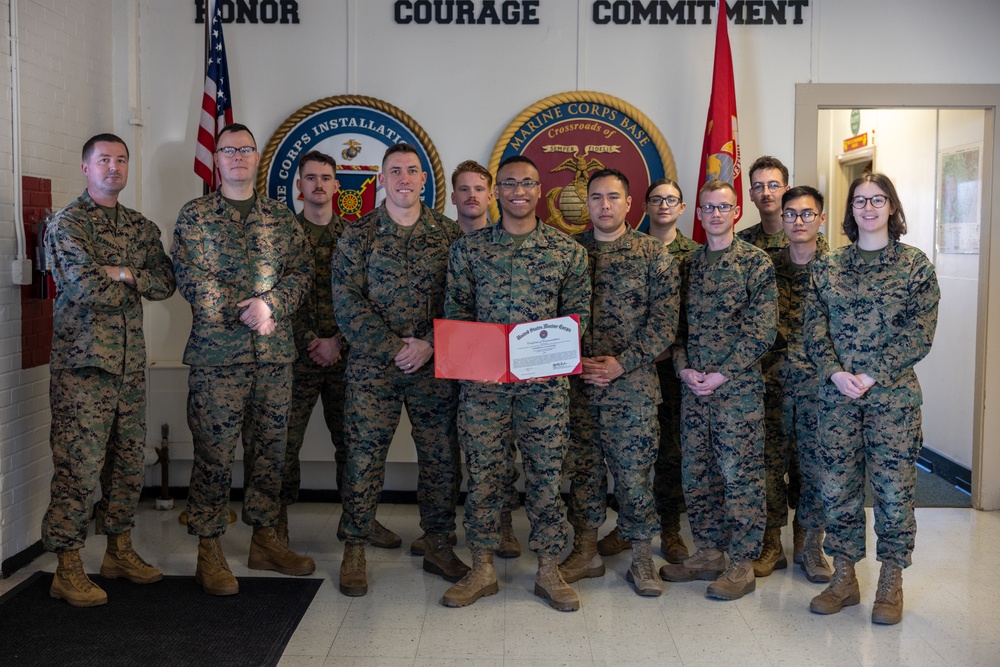 Arkansas native, Lance Cpl. Keahi Soomanstanton, receives award for superior work ethic