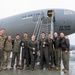 Aircrew members celebrate final flight