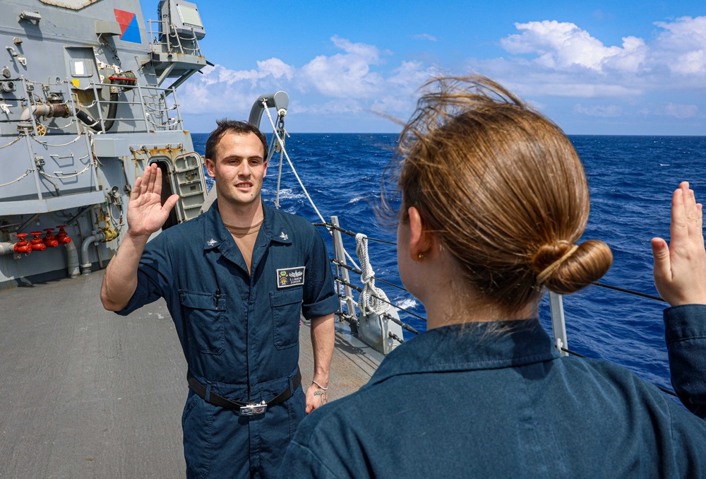 USS John Finn Conducts Reenlistment