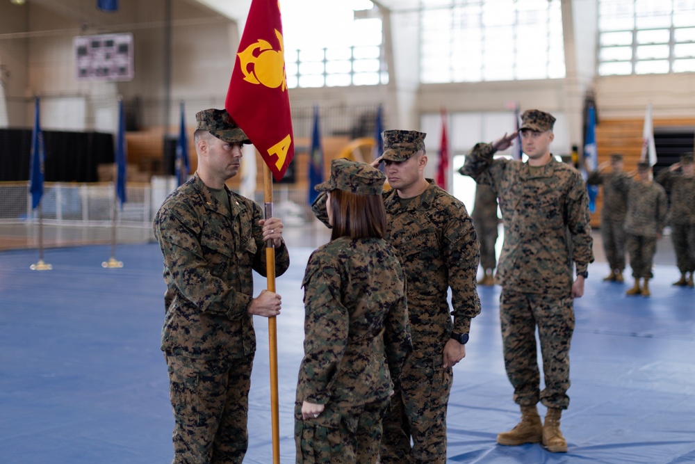Alpha Company hold change of command ceremony