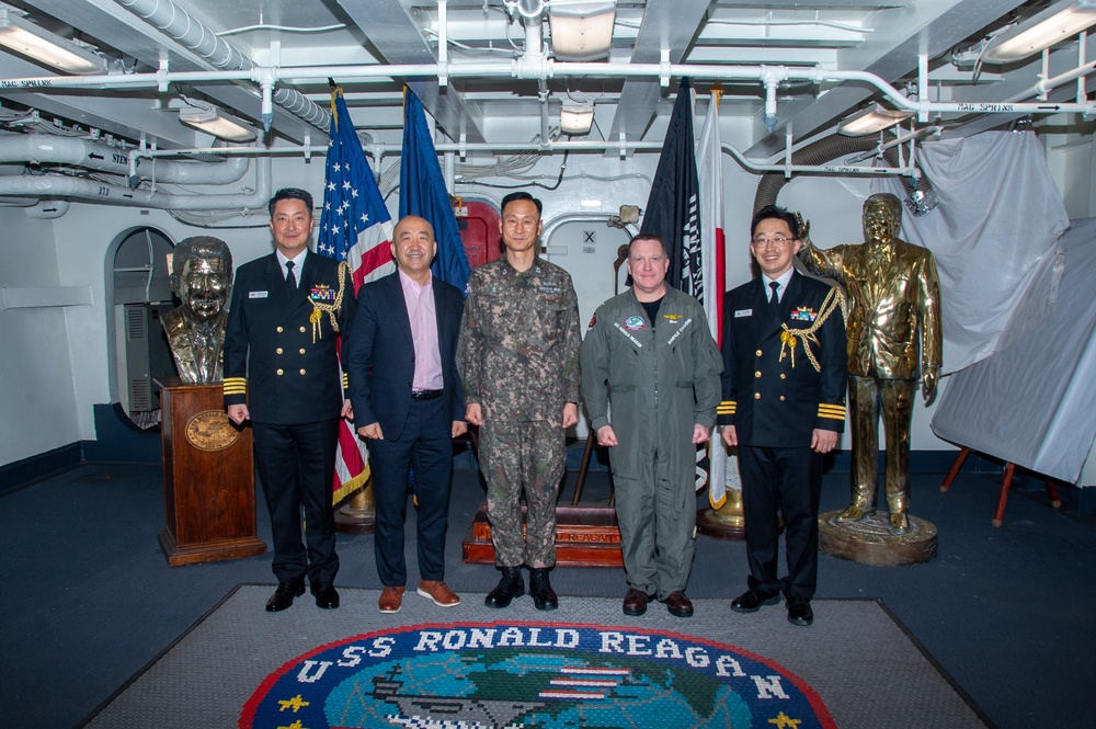 USS Ronald Reagan (CVN) hosts tour for Republic of Korea Navy (ROKN) Rear Admiral Young Su Kim