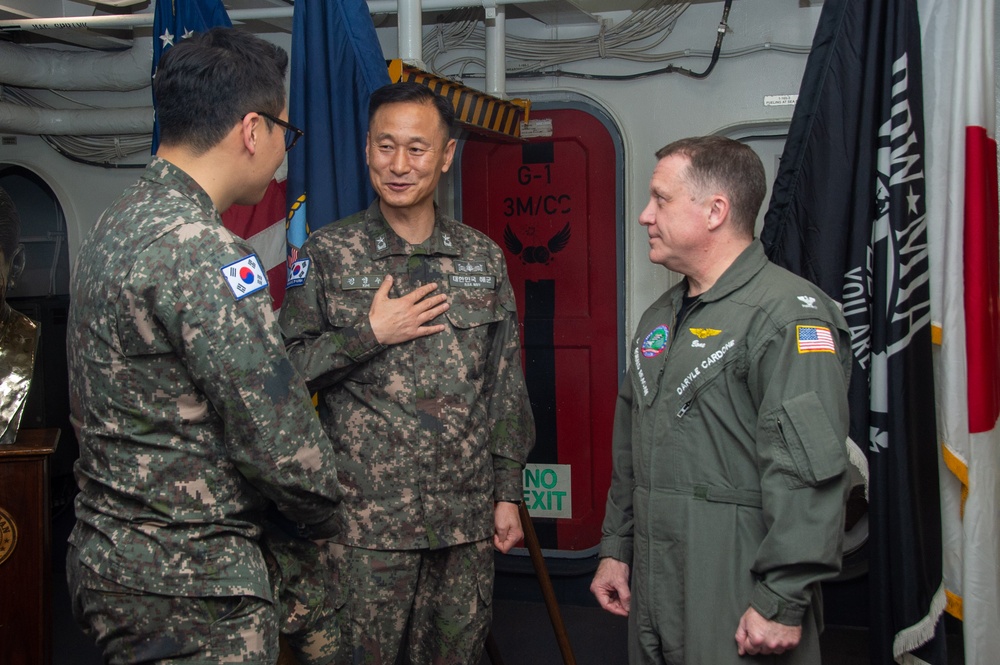 USS Ronald Reagan (CVN) hosts tour for Republic of Korea Navy (ROKN) Rear Admiral Young Su Kim