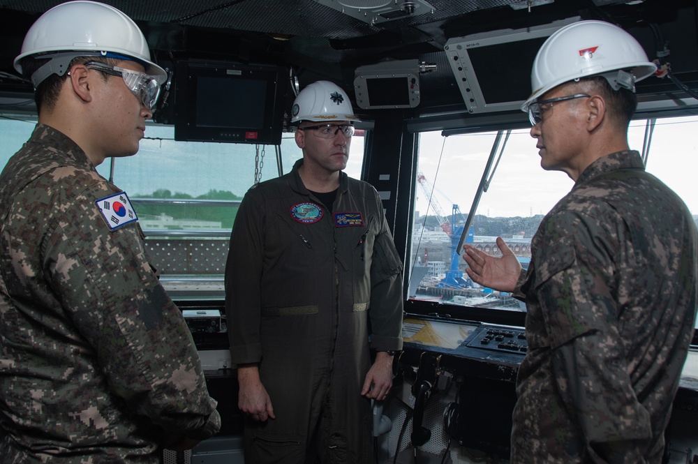 USS Ronald Reagan (CVN) hosts tour for Republic of Korea Navy (ROKN) Rear Admiral Young Su Kim