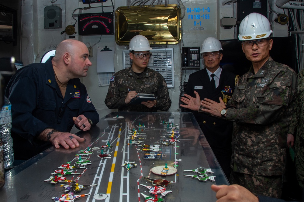 USS Ronald Reagan (CVN) hosts tour for Republic of Korea Navy (ROKN) Rear Admiral Young Su Kim
