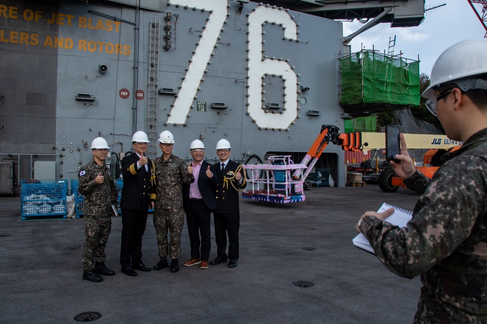 USS Ronald Reagan (CVN) hosts tour for Republic of Korea Navy (ROKN) Rear Admiral Young Su Kim