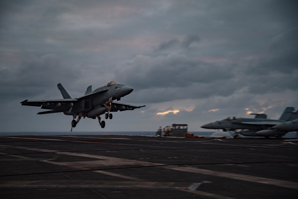 Evening Flight Ops Aboard Theodore Roosevelt