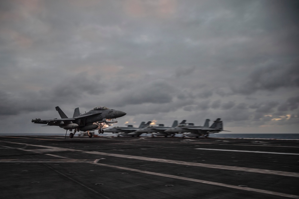 Evening Flight Ops Aboard Theodore Roosevelt