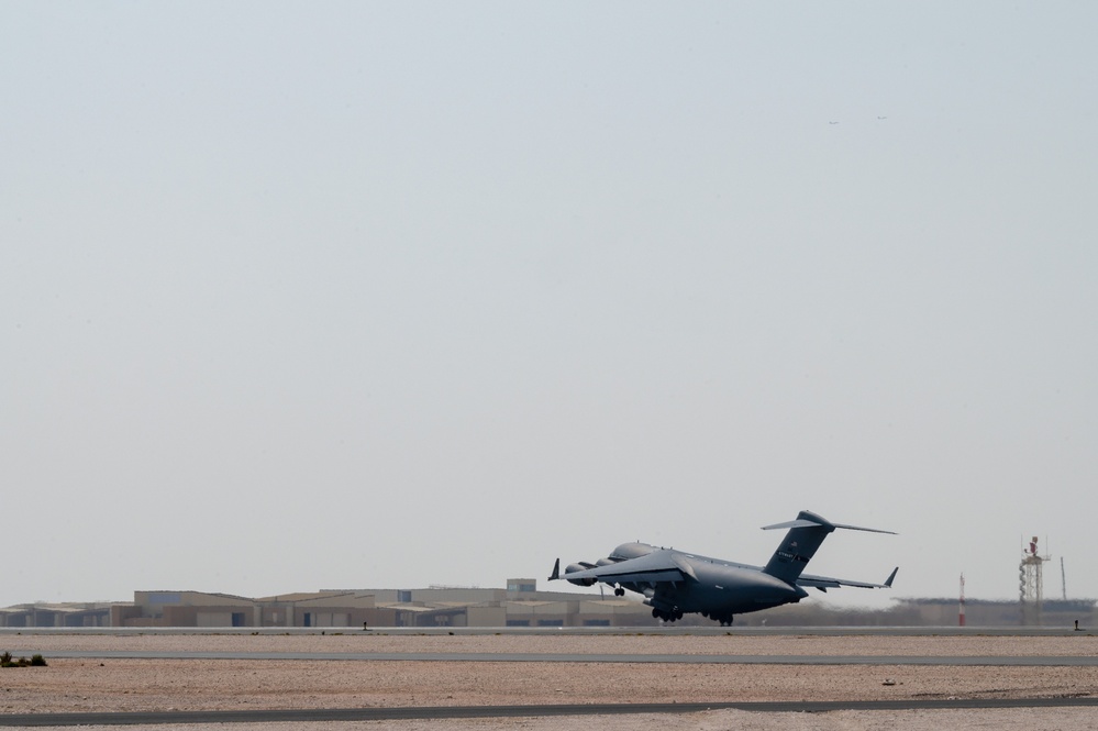 U.S. Air Force C-17 prepares for take off