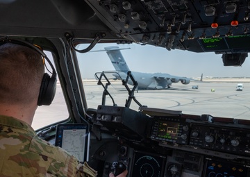 U.S. Air Force C-17 prepares for take off