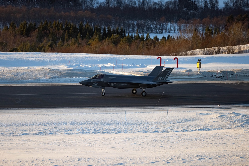 U.S. Marine Corps F-35B Lightning II jets with VMFA-542 arrive in Norway for Exercise Nordic Response 24