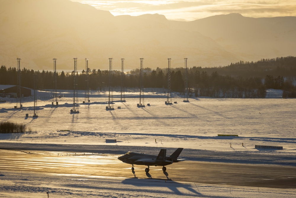 U.S. Marine Corps F-35B Lightning II jets with VMFA-542 arrive in Norway for Exercise Nordic Response 24