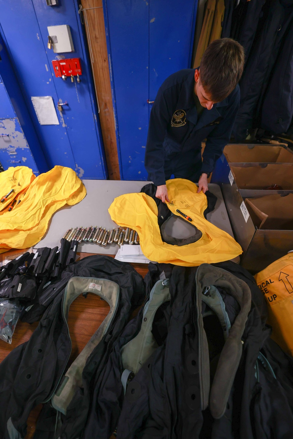 VMM 162 Marine Assembles Aircrew Life Preservers