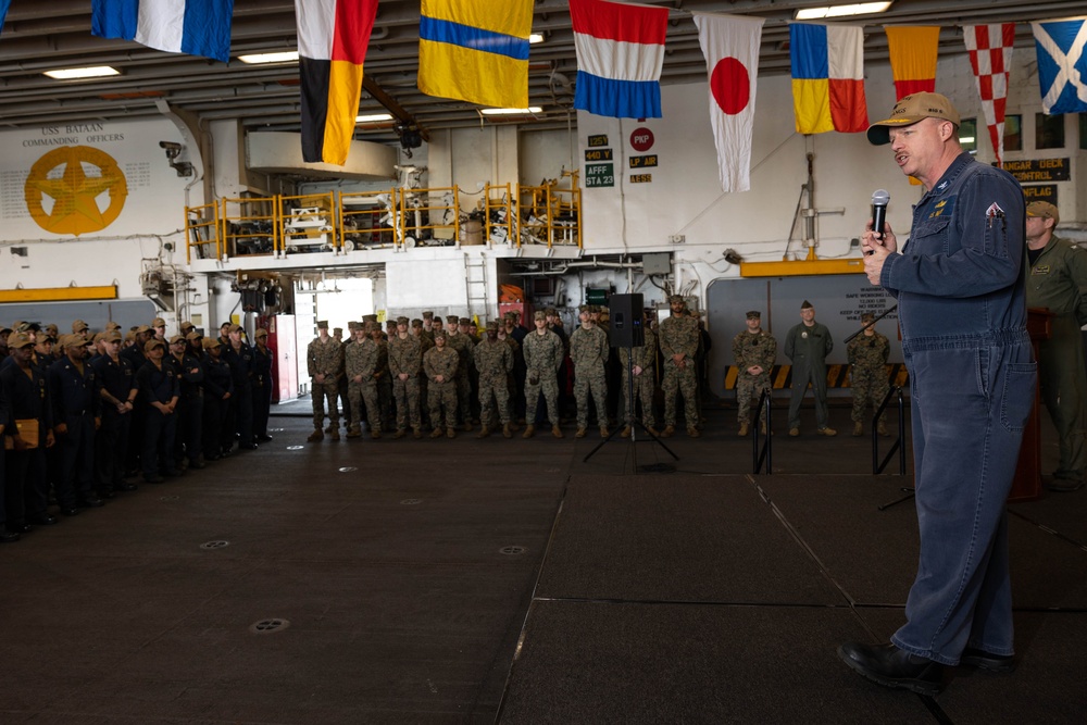 USS Bataan Sailors Participate in Captain's Call