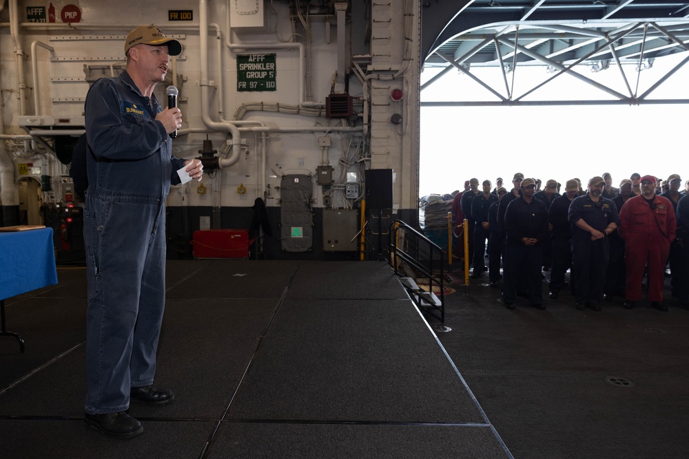 USS Bataan Sailors Participate in Captain's Call