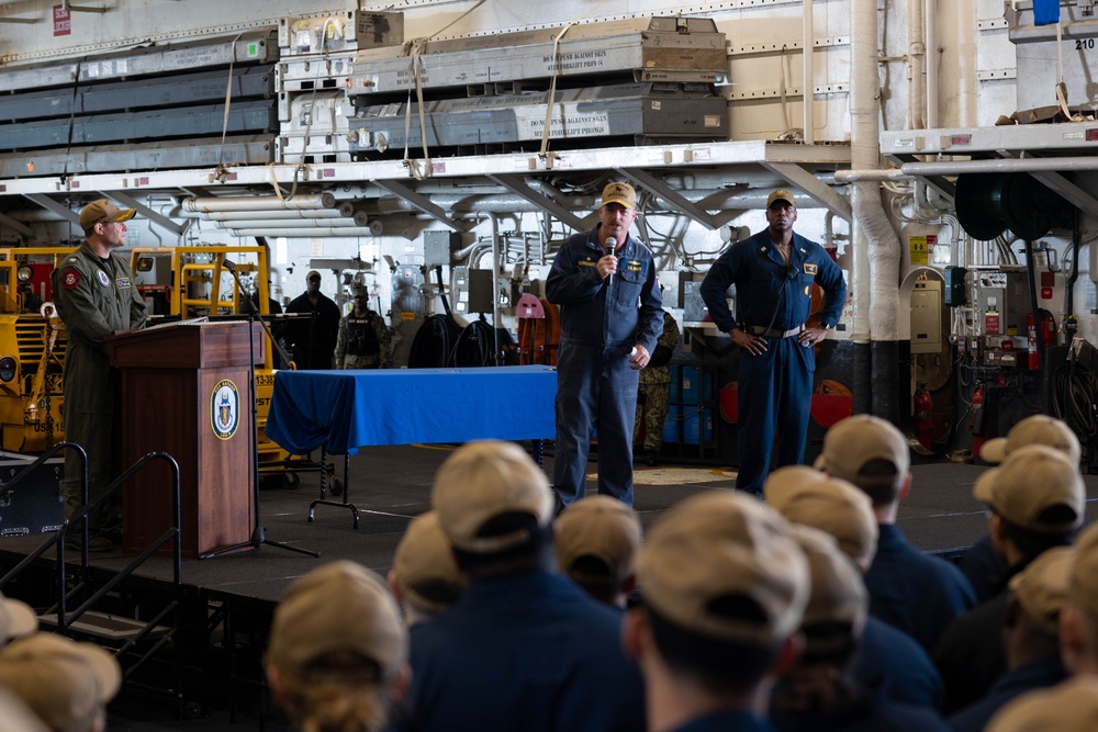 USS Bataan Sailors Participate in Captain's Call