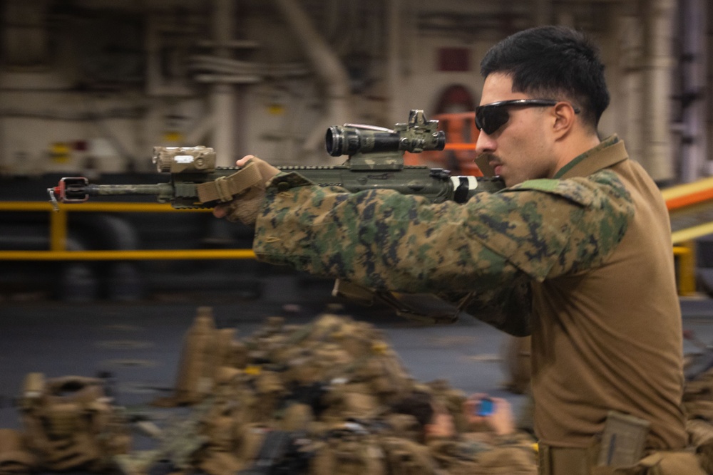 BLT 1/1 conduct training aboard the USS America