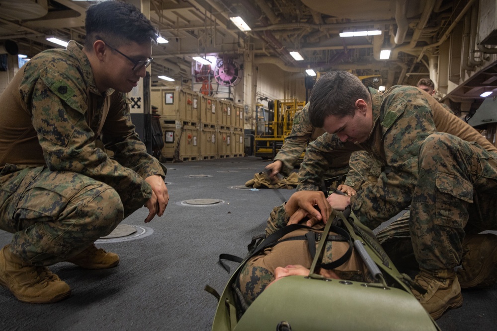 BLT 1/1 conduct training aboard the USS America