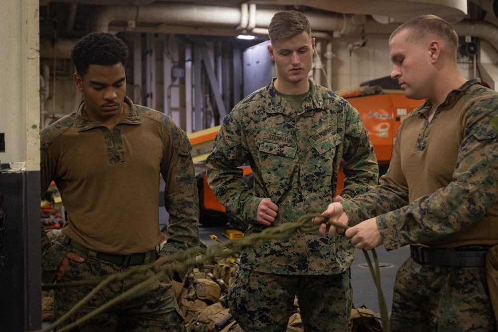 BLT 1/1 conduct training aboard the USS America