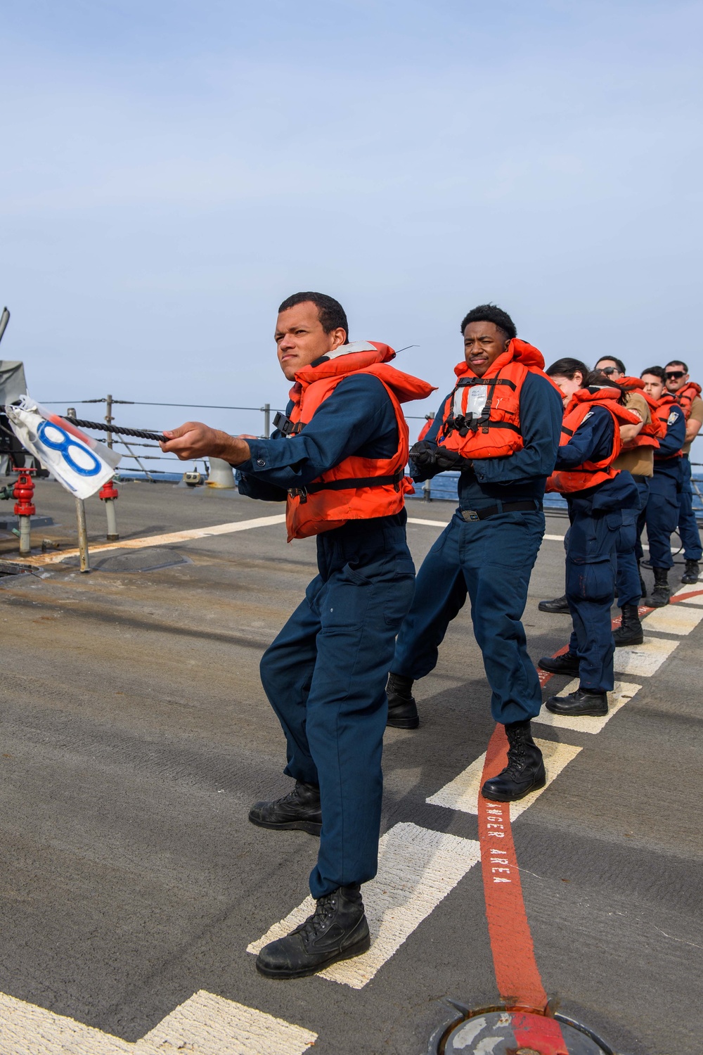 USS Mason Conducts Replenishment-At-Sea with USNS Supply in the Red Sea