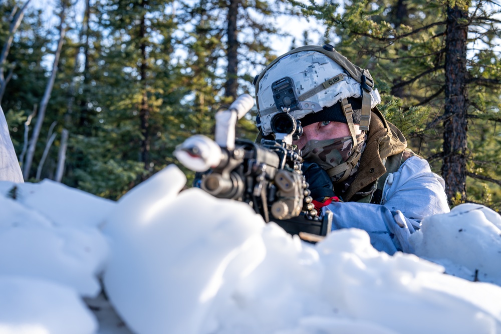 2-11 Airborne OPFOR stands guard against 1-11 during JPMRC 24-02