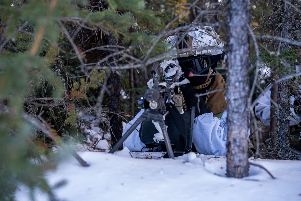 2-11 Airborne OPFOR stands guard against 1-11 during JPMRC 24-02