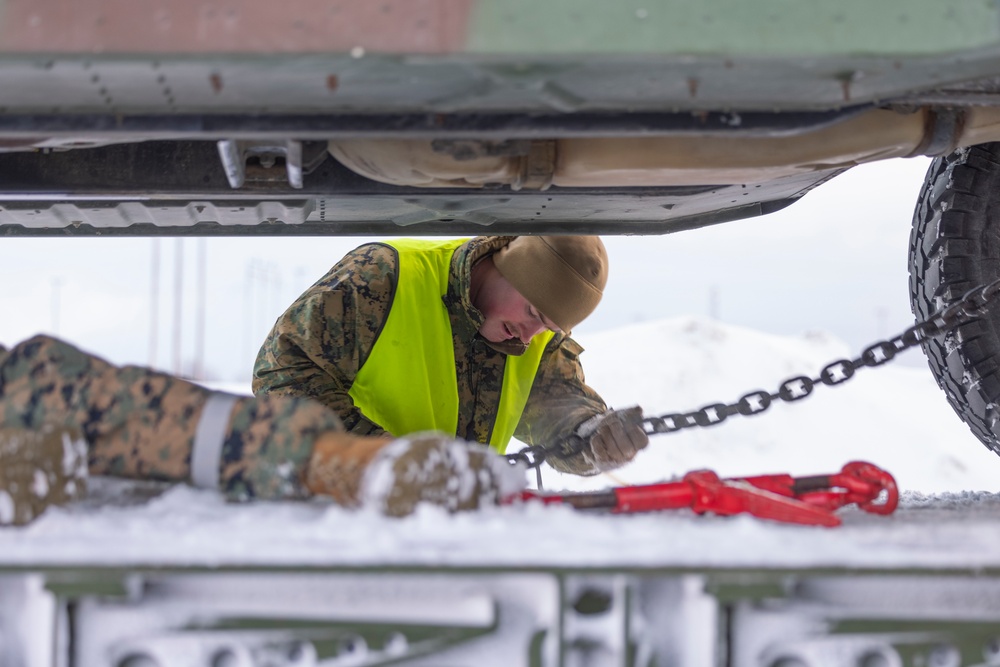 Marine Wing Support Squadron (MWSS) 273 unloads equipment in Norway