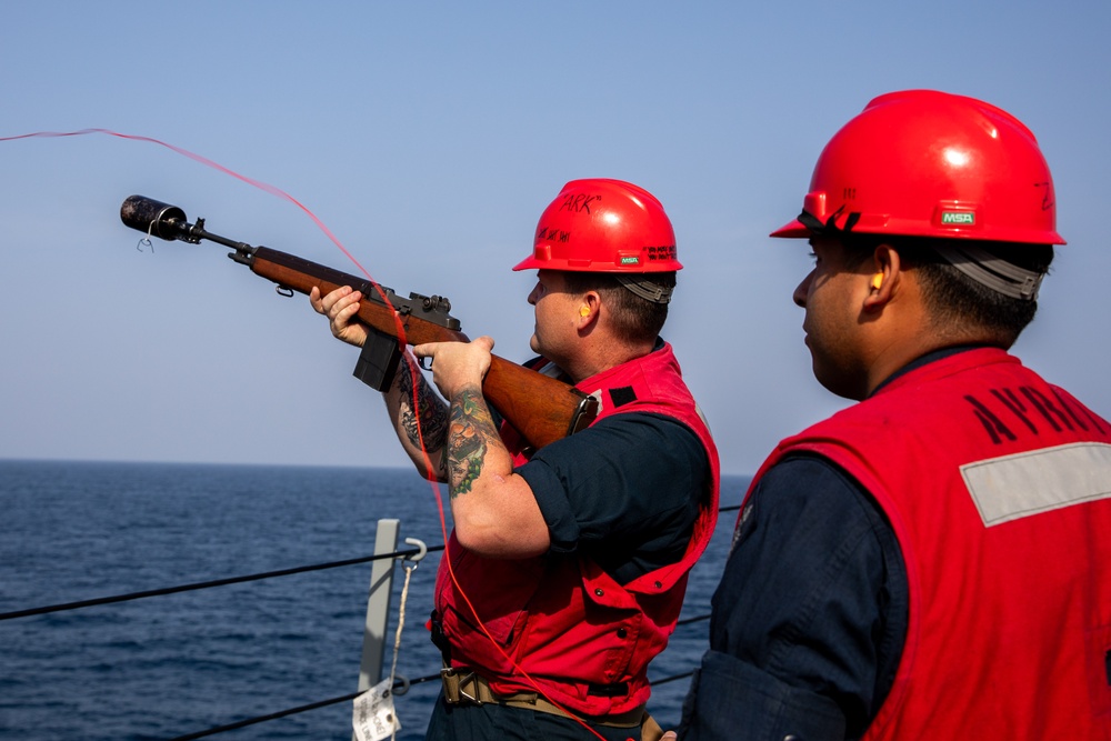 USS Laboon Conducts Replenishment-At-Sea and Small Arms Qualification in the Red Sea