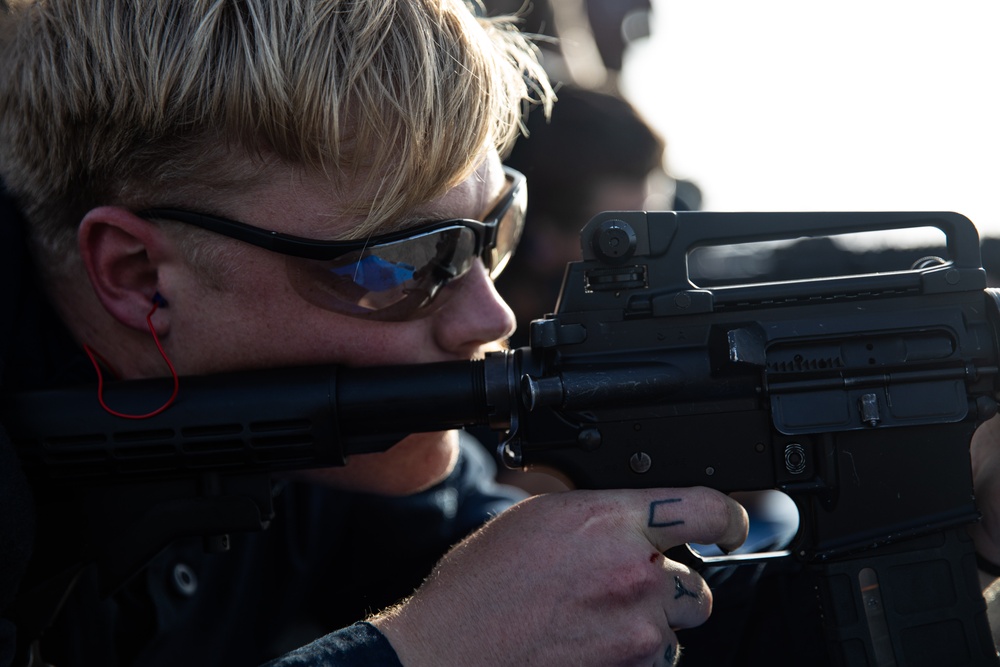 USS Laboon Conducts Small Arms Qualification in the Red Sea