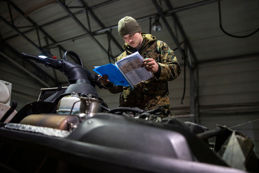 U.S. Marines with II MEF conduct snowmobile training