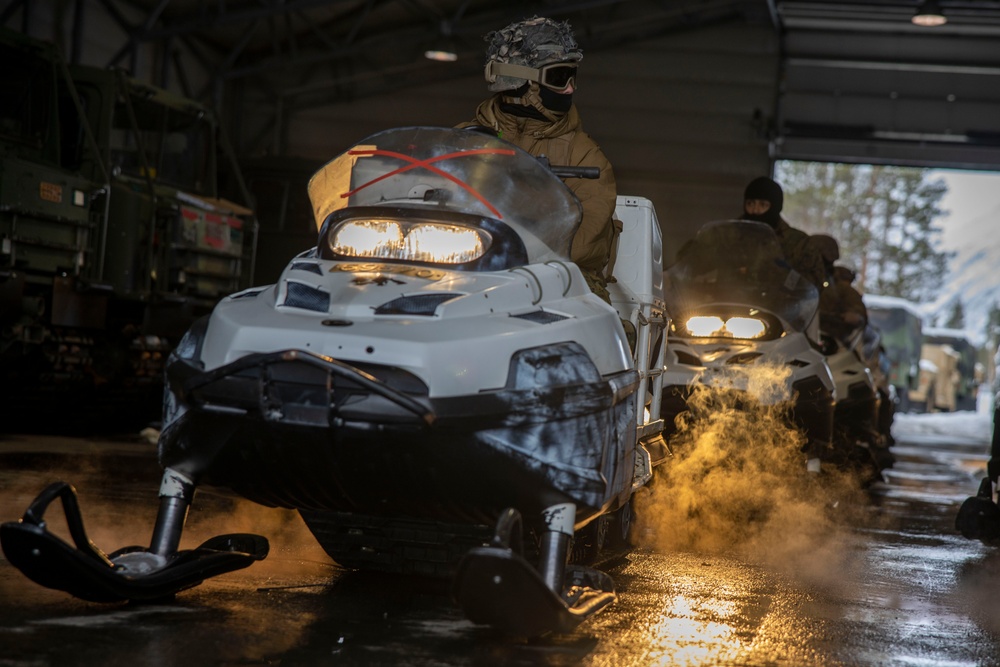 U.S. Marines with II Marine Expeditionary Force conduct snowmobile training