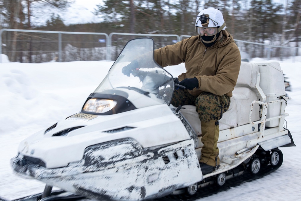 U.S. Marines with II MEF conduct snowmobile training