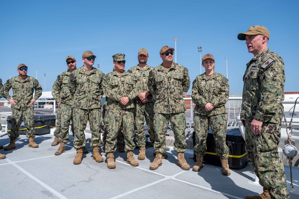 U.S. 5th Fleet Command Master Chief Recognizes Coast Guardsmen and Sailors Aboard Ships