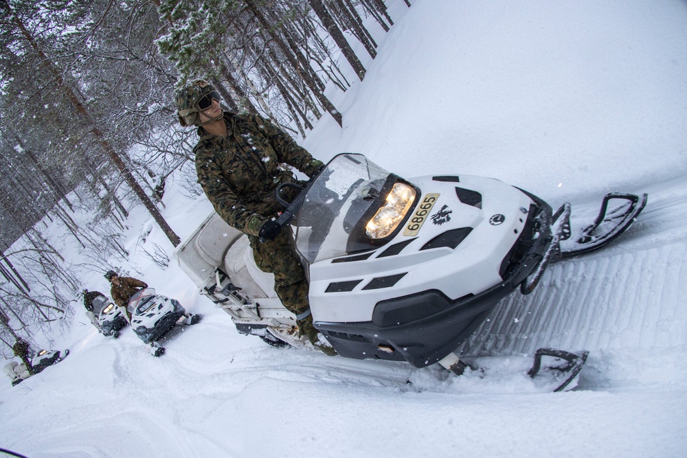 U.S. Marines from II Marine Expeditionary Force participate in Snow Mobile training during Nordic Response 24