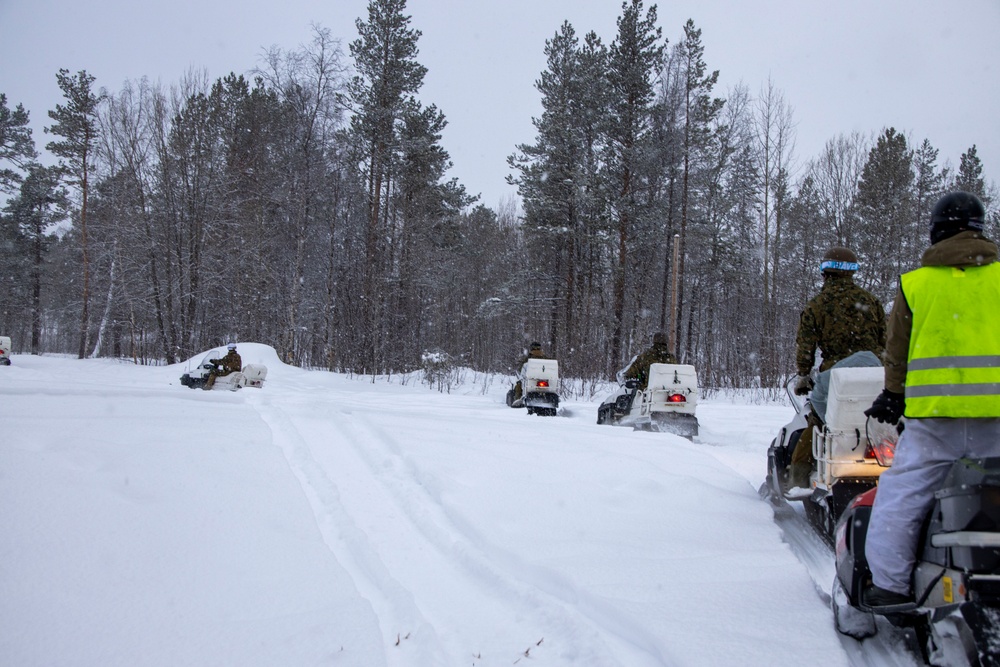 U.S. Marines from II Marine Expeditionary Force participate in Snow Mobile training during Nordic Response 24