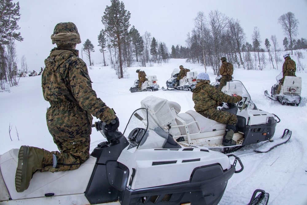 U.S. Marines from II Marine Expeditionary Force participate in Snow Mobile training during Nordic Response 24