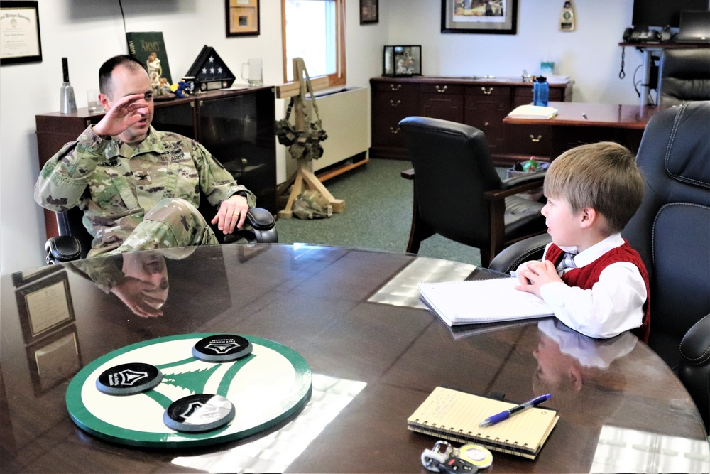 ‘Hero’ interview: 6-year-old confers with Fort McCoy Garrison commander for social studies project