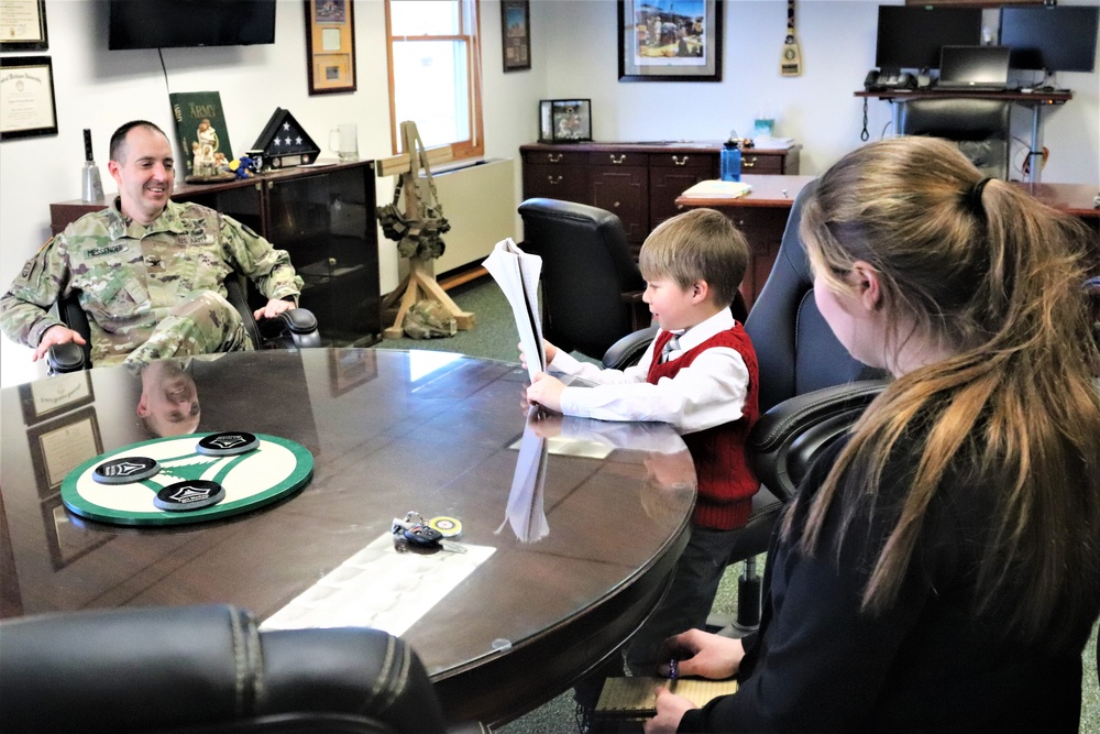 ‘Hero’ interview: 6-year-old confers with Fort McCoy Garrison commander for social studies project